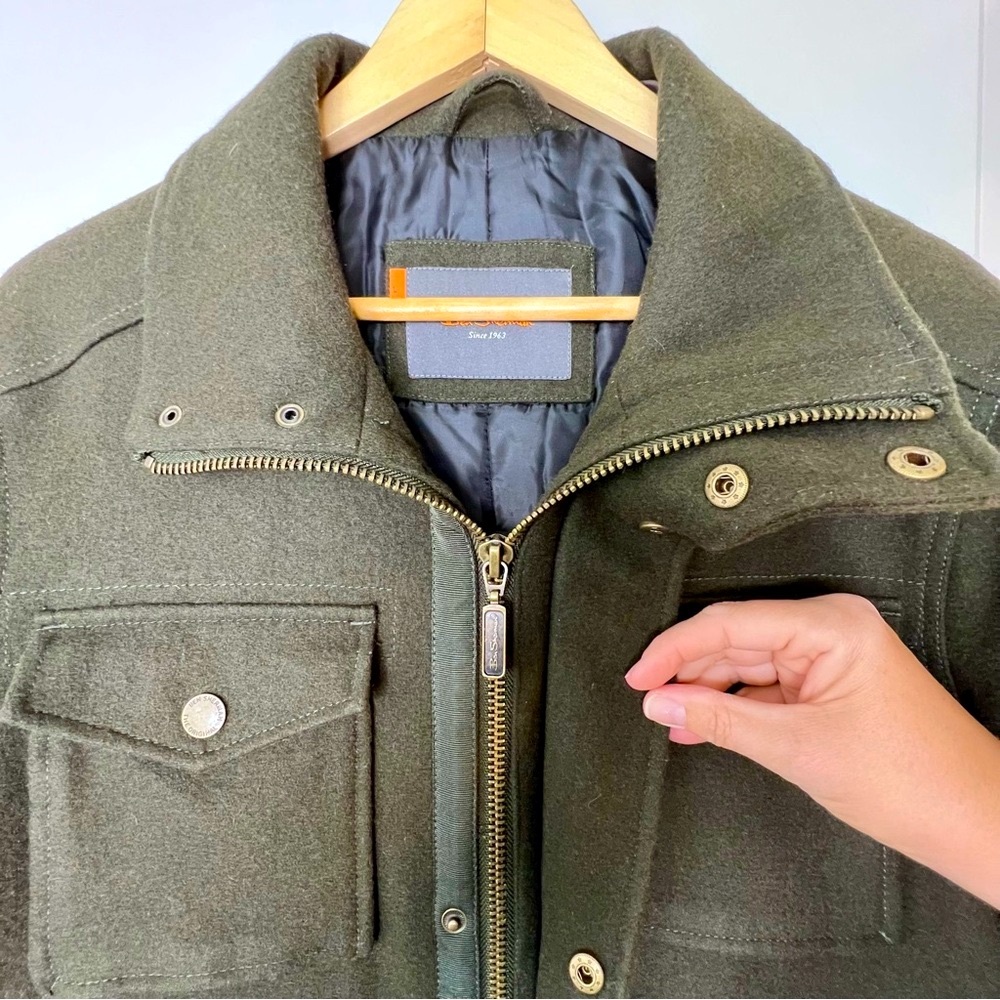BEN SHERMAN Heritage Wool Blend Field Coat Army Green L Military Utility Jacket - Picture 9 of 17